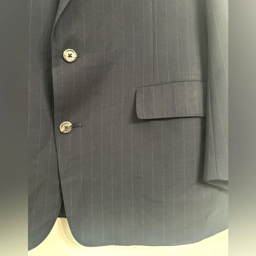 Brooks Brothers Wool Navy Blue gray Pinstripe Blazer Sportcoat Suit Jacket